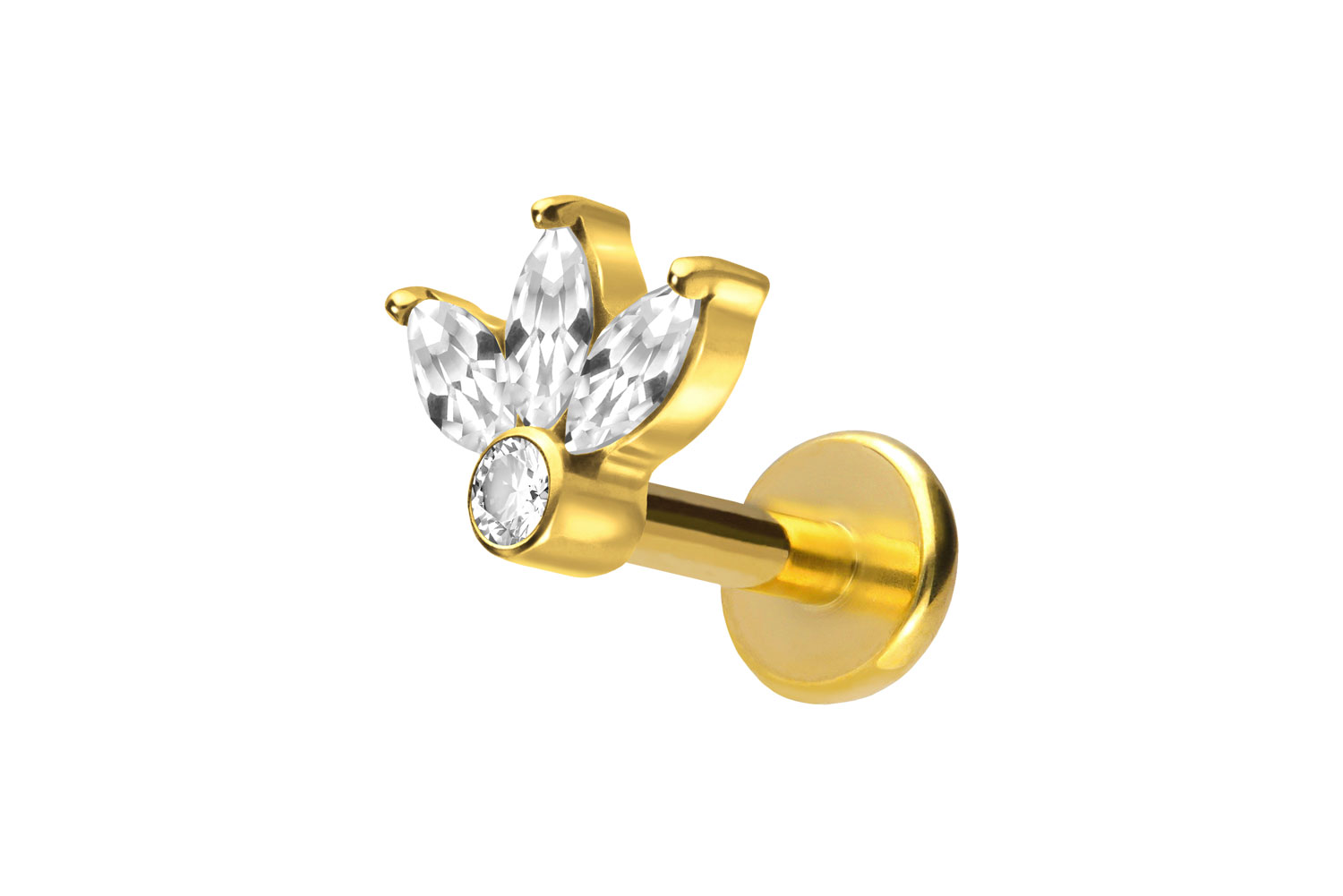 Titan Labret Piercing mit Push Fit LOTUSBLÜTE